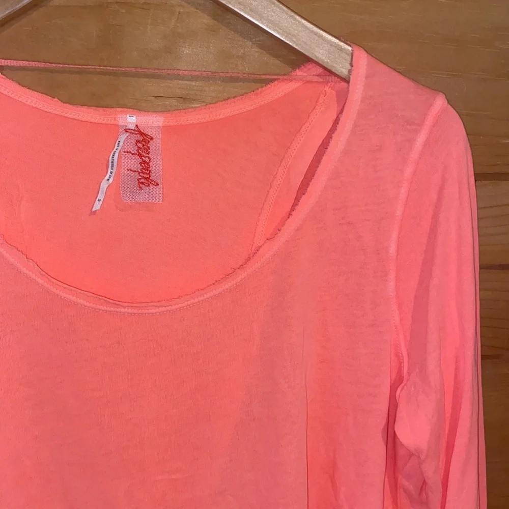 Free people neon Orange open back flowy top